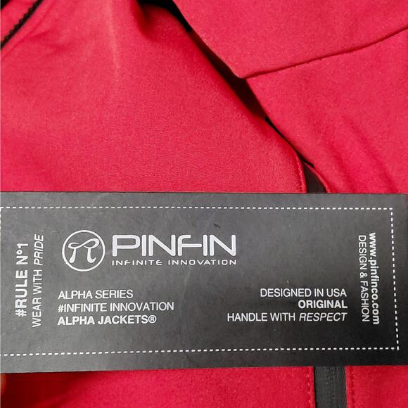 PinFin Women’s Hooded Windbreaker Alpha Jacket Size Large Red Hiking Rain Coat - Picture 12 of 15